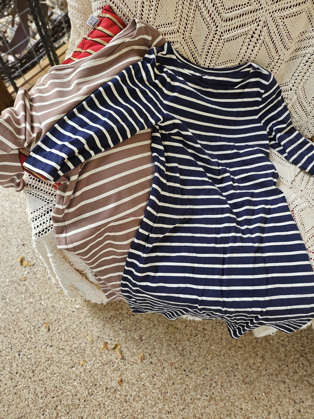 Lot Of 2 Garnet Hill 100% Cotton Striped Shift Dresses Size 4 Read**